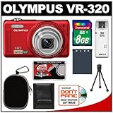 Olympus VR-320 14.0 MP Digital Camera (Red) with 8GB Card + Battery + Case  ....