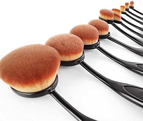 Professional Oval Makeup Brush Set Soft Foundation Toothbrush Cream Contour Powder Blush Concealer Brush(Black)