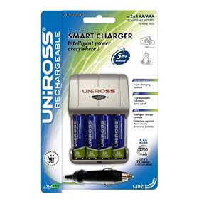 Uniross Smart Charger + 4 x AA 2700mAh Performance Batteries