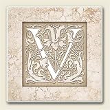 AbsorbaStone Coaster set~ Monogram Initial V ~ 4 Tile Drink Coasters ~ code 591C