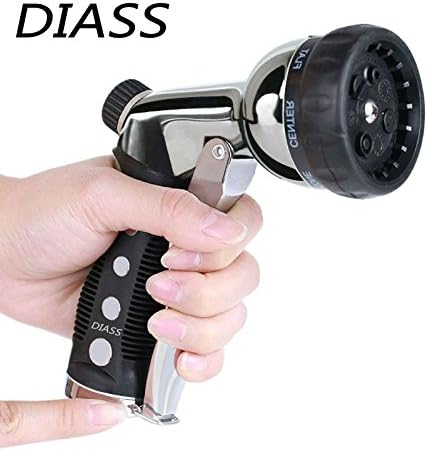 Diass Garden Hose Nozzle Metal,Hand Sprayer Heavy Metal Watering Nozzle High Pressure Pistol Grip Front Trigger Flow Control Setting Knob Suitable for Car Wash,Watering Lawn and Washing Dogs&Pets