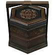 Handmade 11" Black Leather Decorative Storage/Jewelry Box With Ancient Chinese Coin Design