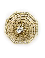 Gold Victorian Spider Web Brooch Gold Plated
