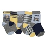 Clearance - Baby Boys JEEP Patterned Socks Yellow Blue Grey (Pack of 5) (Shoe Size US: 3-4 ( Age 6-12 Months)) (Yellow/Blue/Grey)