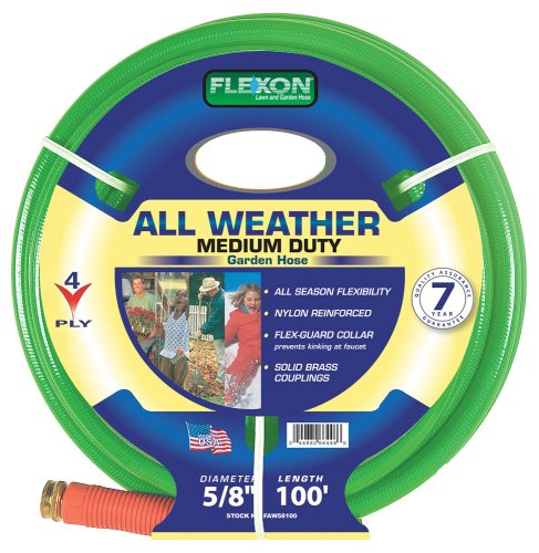 Flexon FAW58100 5/8-Inch x 100-Foot All-Weather 4-Ply Medium Duty Garden Hose