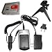 HQRP Replacement {COMBO} InfoLithium Battery + Charger (incl. Wall USA / Euro Plug & Car Adapter) for Sony CyberShot DSC-H3/B, DSC-H7/B, DSC-H10/B, DSC-H50/B Digital Camera plus HQRP Black Mini Tripod