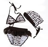 IMAGE OF Toddler Girls' Swimsuit, Zebra Print Bikini, TWO-Piece Swimwear, Size 6