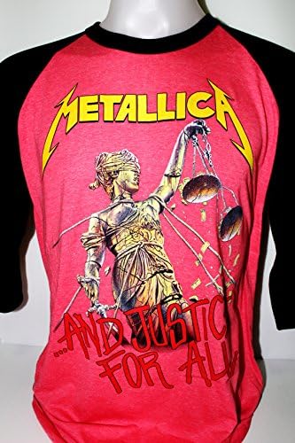 Metallica Rock 3/4 Baseball T-shirt Size L Red - Black