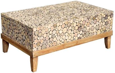 Crafted Home Decorative Dundee Rustic Rectangle Coffee Table, 39" Length by 24" Width by 16" Height, Off-White