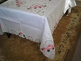 Snow White Battenburg Lace with Embroidery Table Clothes / Covers and Napkins 60x84 Inch Oblong