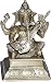 God Ganesha Brass Sculpture Playing Bina 4 x 3 x 5.5 inches
