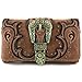 Justin West Patina Girl Western Bronze Floral Buckle Handbag Purse Tote and Strap Wallet (Brown Wallet Only)