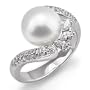 South Sea White Pearl Ring with Diamonds in 14K White Gold