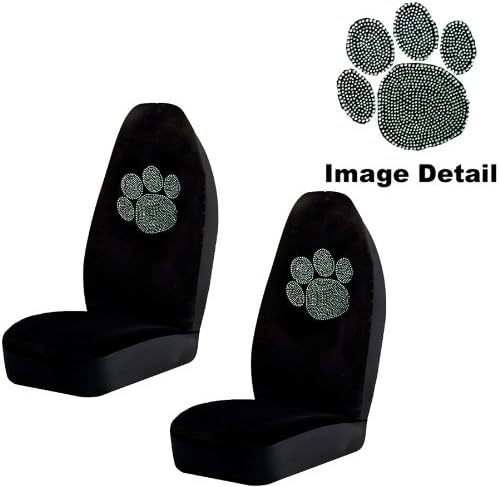 Animal Paw Cute Gem Crystal Studded Rhinestone Bling Car Truck SUV Front Universal-Fit Bucket Seat Covers - PAIR