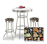 IMAGE OF Chrome Bar Table & 2 Chrome Camping Equipment Fabric Seat Barstools