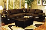 IMAGE OF Sectional Sofa and Ottoman Set in Chocolate Fabric
