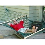 Green Rope Double Hammock w Spreader Bars - Polyester