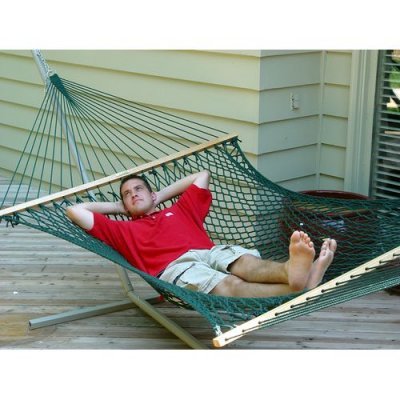 Green Rope Double Hammock w Spreader Bars - Polyester