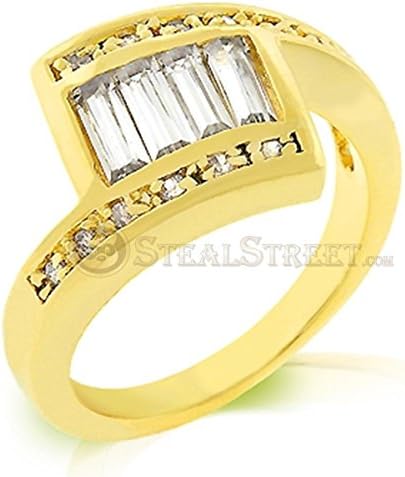 Edison Clear Cubic Zirconia Gold Colored Cocktail Ring, Size 5