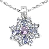 1.50 Carat Genuine Amethyst & Tanzanite Silver Pendant