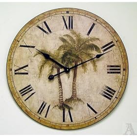Palm Tree Tropical Wall Clock Roman Numeral