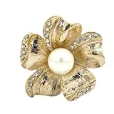 Flower Pearl Brooch in Gold Plating