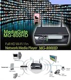 MediaGate MG-800HD Wireless Hi-Def MPEG4, Divx, XviD, AVI Videos/ MP3 Music/ JPG Photos Portable Media Player + USB 2.0 + Ethernet Network (NAS) External 3.5 Inch Hard Drive Enclosure Case w/ Remote Control, HDMI, 802.11N, 2x USB Host Ports, WebTV: MediaGate MG-800HD (Supports 1TB SATA Hard Drives and Windows Vista)
