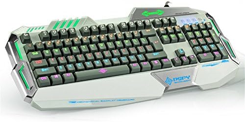 Ergonomic USB Wired Backlit Mechanical Gaming Keyboard Blue Switches, 8 LED Lighting Modes, 104 Keys - White