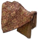 Handmade Paisley Stole In Cotton With Colorful Sequins & Silver Beads (Free Shipping) Stle0041r