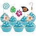 ï¼ˆ30 Pcsï¼‰Moana Inspired Cupcake Toppers Moana Cupcake Toppers Birthday Party Decoration Boat Sail Swirls Hooks Hawaiian Flower Leaves for Tropical Luau Summer Party Baby Shower Wedding
