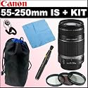 Canon EF-S 55-250mm f/4.0-5.6 IS Telephoto Zoom Lens + Deluxe Accessory Kit