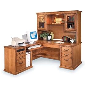 Kathy Ireland Wheat Finish Left LDesk and Hutch Wheat from OfficeFurniture by Kathy Ireland Martin