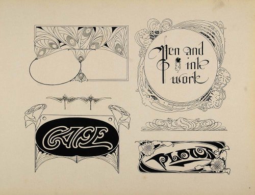1910 Print Graphic Design Pattern Templates Art Nouveau Border Ink - Original Print