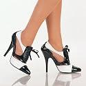 SEDUCE-458, 5" Cutout Spectator Pump W/ Trim Detail(Black/White Patent,8)