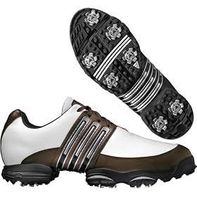 adidas Tour Traxion II Golf Shoe (Running White Mustang Brown) by adidas