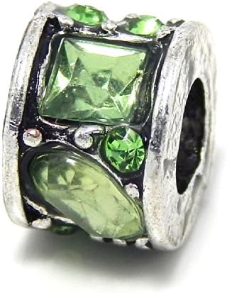 Pro Jewelry " Rondelle Mosaic Style Light Green Crystals Rhinestone " Charm Bead for Snake Chain Charm Bracelets