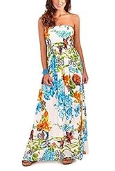Bandeau Neck Floral Print Tropical Print Maxi Dress 
