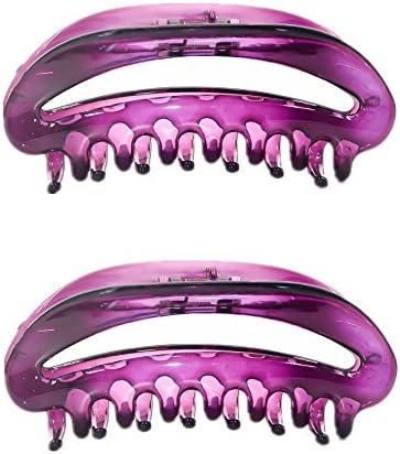 Fancyin Plastic Multi-color 3.95 inches Medium Size Claw Clip for women fine hair, pack of 2 (Light purple)
