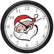 Santa Claus Face (Cartoon) Christmas Theme Wall Clock by WatchBuddy Timepieces (White Frame)