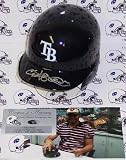 Carlos Pena Hand Signed Tampa Bay Rays Mini Helmet - Autographed MLB Helmets and Hats