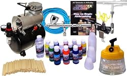IWATA HP-CS Eclipse AIRBRUSH Kit With Airbrush Depot 1 Year Warranty Tank Compressor and 6 Foot Air Hose Set, Createx Paint, Airbrush Holder, Instructional DVD, Cleaning Tank, Mixing Sticks & Cups, Quick-Connector