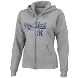 Majestic New York Yankees Ladies Ash Backlot Drama Full Zip Hoody Sweatshirt