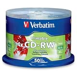 Verbatim 95159 700 MB 2x-4x DataLifePlus Silver Inkjet Printable Rewritable Disc CD-RW, 50-Disc Spindle