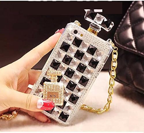 Phone Case, Kuaguoyi Perfume Bottles Diamond Phone Case Cover with Chain for iPhone 5/5s Black & White