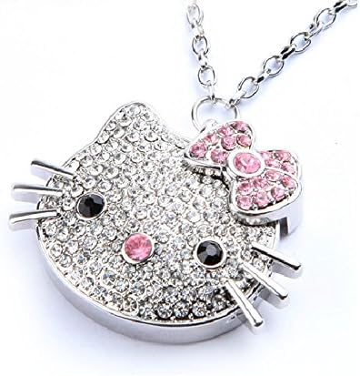 SUSAND High Speed Really 32GB Hello Kitty Cat Shape USB Flash Drive Crystal Diamond Jewelry Flash Memory Drive Pen Drive,Sliver