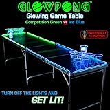 GLOWPONG Glowing Game Table - Competition Green vs Ice Blue