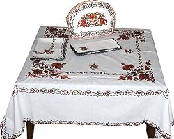 White Tablecloth and Napkins Cotton Embrodered 48 x 48 inches