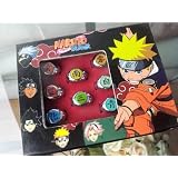Japanese Anime Cosplay Accessories Naruto Akatsuki Members Symbol Cosplay Ring Set, All 10 Members in a set