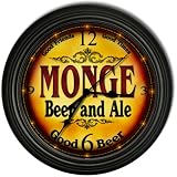 MONGE 'S Beer and Ale Cascading Pub Wall Clock