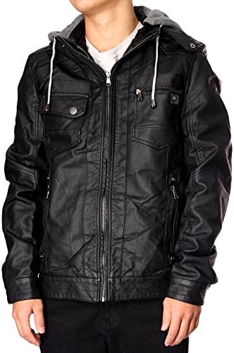 RNZ PREMIUM DESIGNER FAUX LEATHER JACKET M10 2XL, Black-US Fit